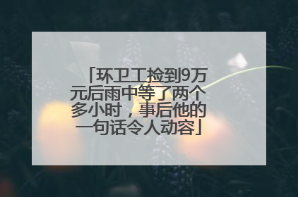 环卫工捡到9万元后雨中等了两个多小时，事后他的一句话令人动容