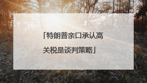 特朗普亲口承认高关税是谈判策略