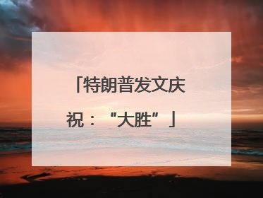 特朗普发文庆祝：“大胜”