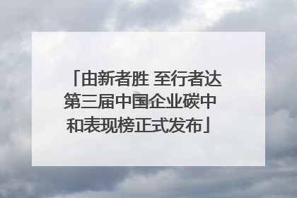 由新者胜 至行者达 第三届中国企业碳中和表现榜正式发布