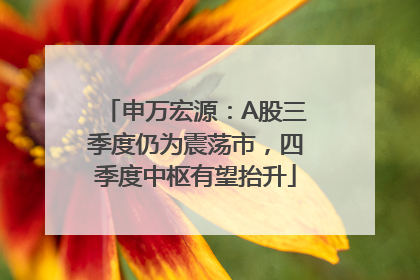 申万宏源：A股三季度仍为震荡市，四季度中枢有望抬升