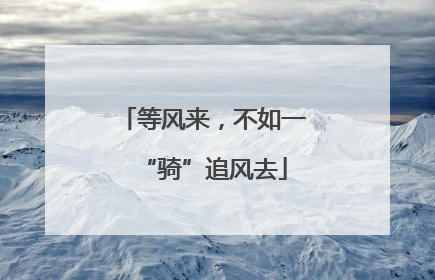 等风来，不如一“骑”追风去