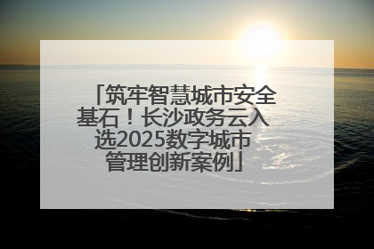 筑牢智慧城市安全基石！长沙政务云入选2025数字城市管理创新案例