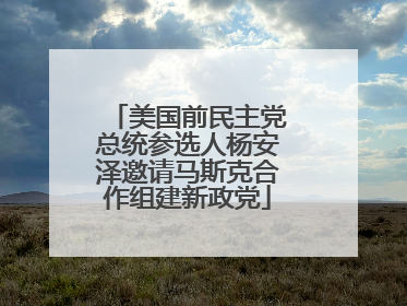 美国前民主党总统参选人杨安泽邀请马斯克合作组建新政党
