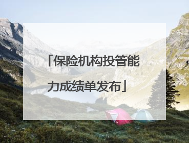保险机构投管能力成绩单发布