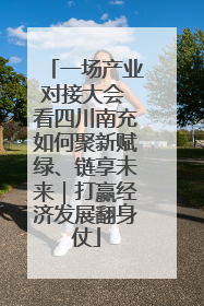 一场产业对接大会 看四川南充如何聚新赋绿、链享未来｜打赢经济发展翻身仗