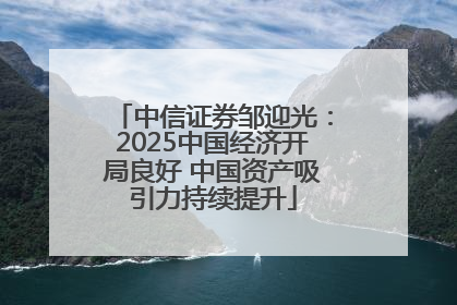中信证券邹迎光：2025中国经济开局良好 中国资产吸引力持续提升