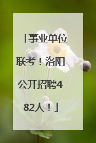 事业单位联考！洛阳公开招聘482人！
