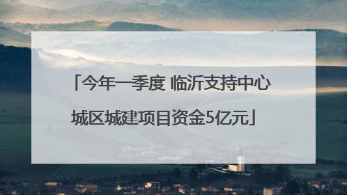 今年一季度 临沂支持中心城区城建项目资金5亿元