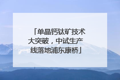 单晶钙钛矿技术大突破，中试生产线落地浦东康桥