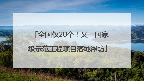 全国仅20个！又一国家级示范工程项目落地潍坊