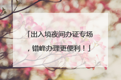 出入境夜间办证专场，错峰办理更便利！
