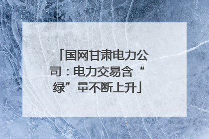 国网甘肃电力公司：电力交易含“绿”量不断上升