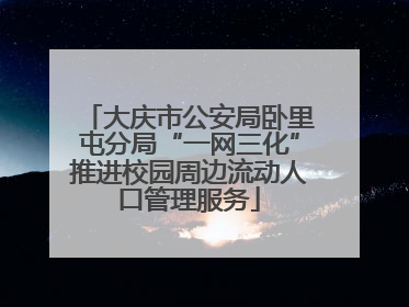 大庆市公安局卧里屯分局“一网三化”推进校园周边流动人口管理服务