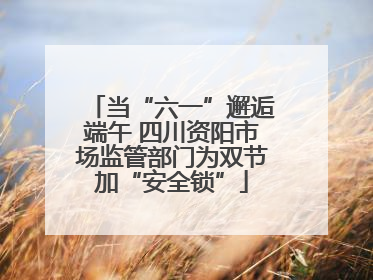 当“六一”邂逅端午 四川资阳市场监管部门为双节加“安全锁”