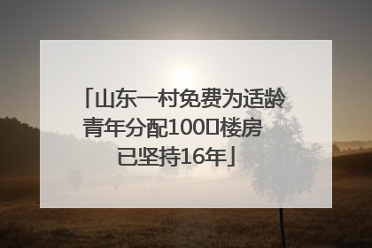 山东一村免费为适龄青年分配100㎡楼房 已坚持16年