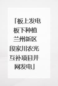 板上发电 板下种植 兰州新区段家川农光互补项目并网发电