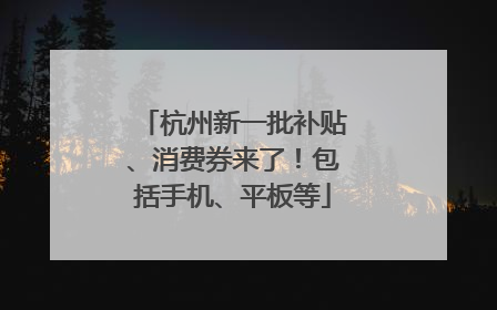 杭州新一批补贴、消费券来了！包括手机、平板等