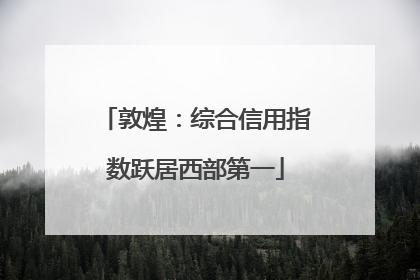 敦煌：综合信用指数跃居西部第一