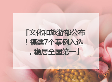 文化和旅游部公布！福建7个案例入选，稳居全国第一