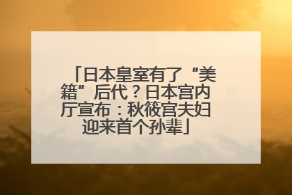 日本皇室有了“美籍”后代？日本宫内厅宣布：秋筱宫夫妇迎来首个孙辈