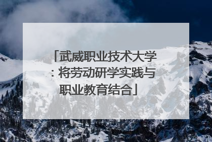 武威职业技术大学：将劳动研学实践与职业教育结合