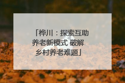 桦川：探索互助养老新模式 破解乡村养老难题