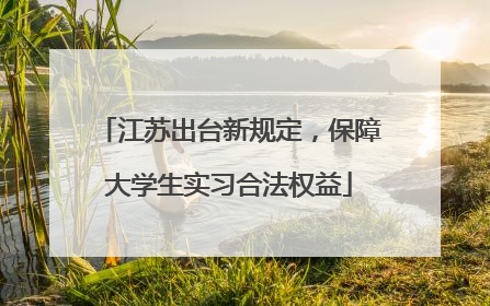江苏出台新规定，保障大学生实习合法权益