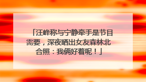 汪峰称与宁静牵手是节目需要，深夜晒出女友森林北合照：我俩好着呢！