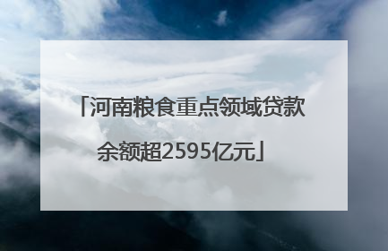 河南粮食重点领域贷款余额超2595亿元