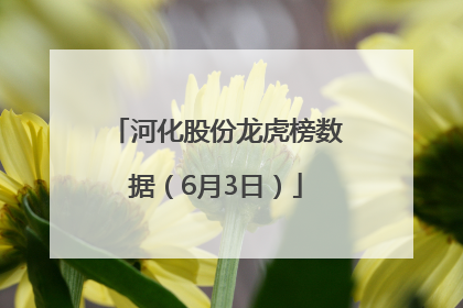 河化股份龙虎榜数据（6月3日）