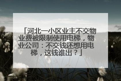 河北一小区业主不交物业费被限制使用电梯，物业公司：不交钱还想用电梯，这钱谁出？