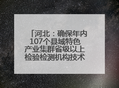 河北：确保年内107个县域特色产业集群省级以上检验检测机构技术服务全覆盖