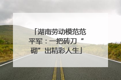 湖南劳动模范范平军：一把砖刀“砌”出精彩人生