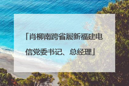肖柳南跨省履新福建电信党委书记、总经理