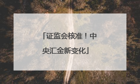 证监会核准！中央汇金新变化