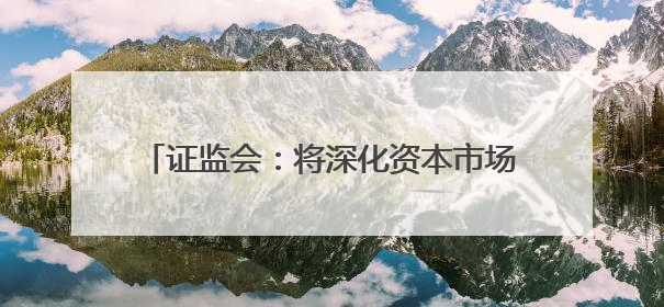 证监会：将深化资本市场科技金融体制机制改革