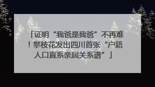 证明“我爸是我爸”不再难！攀枝花发出四川首张“户籍人口直系亲属关系谱”