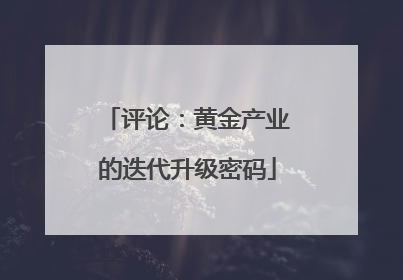 评论：黄金产业的迭代升级密码