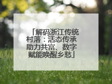 解码浙江传统村落：活态传承助力共富、数字赋能唤醒乡愁