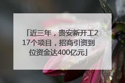 近三年，贵安新开工217个项目，招商引资到位资金达400亿元