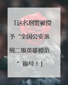 这名刑警被授予“全国公安系统二级英雄模范”称号！
