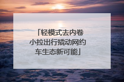 轻模式去内卷 小拉出行撬动网约车生态新可能