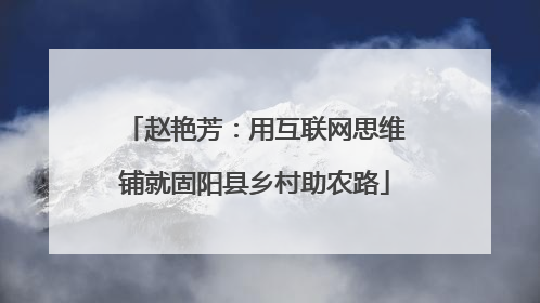 赵艳芳：用互联网思维铺就固阳县乡村助农路