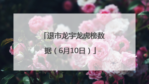 退市龙宇龙虎榜数据（6月10日）