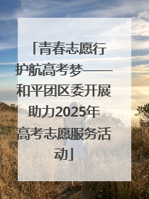 青春志愿行 护航高考梦——和平团区委开展助力2025年高考志愿服务活动