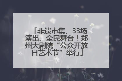 非遗市集、33场演出、全民舞台！郑州大剧院“公众开放日艺术节”举行