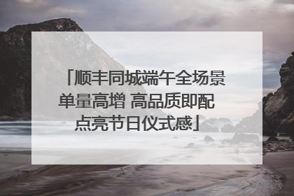 顺丰同城端午全场景单量高增 高品质即配点亮节日仪式感
