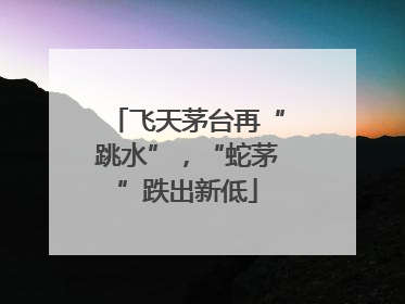 飞天茅台再“跳水”，“蛇茅”跌出新低