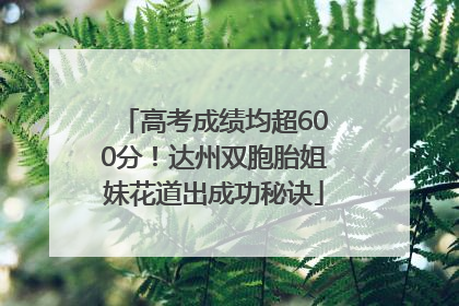 高考成绩均超600分！达州双胞胎姐妹花道出成功秘诀
